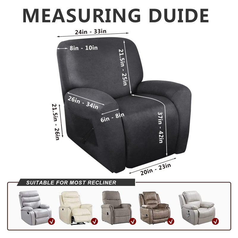 molasofa Recliner Chair Covers - 4 Pieces Leather Like Large Recliner Covers with Pocket Soft Stretch Recliner Slipcover for Lazy Boy Recliner Chair Washable Furniture Protector (Dark Grey) - Image 2
